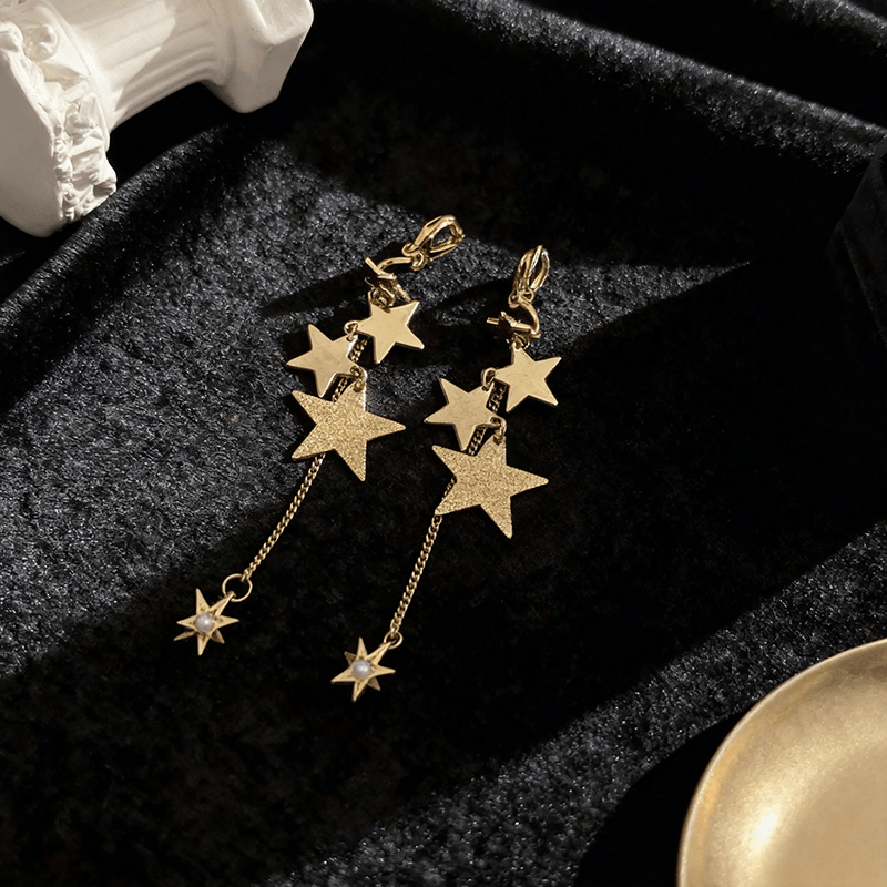 Layered Star Design No-Piercing Ear Clips, Romantic Style